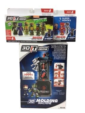 Jakks Pacific 3D It Character Creator Molding Machine with 2 Deluxe Refills Set